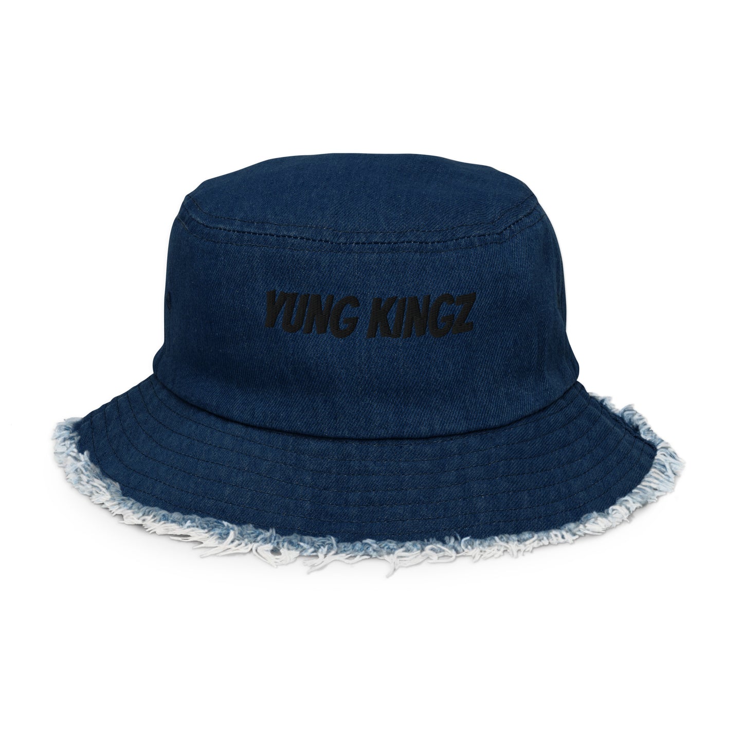 Distressed denim bucket hat